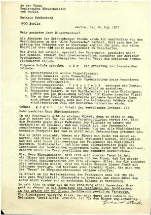 Flugschrift: Sehr geehrter Herr Bürgermeister! 1977