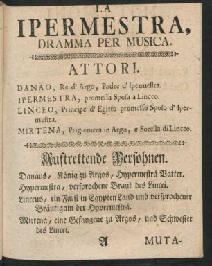 Attori. Auftrettende Persohnen