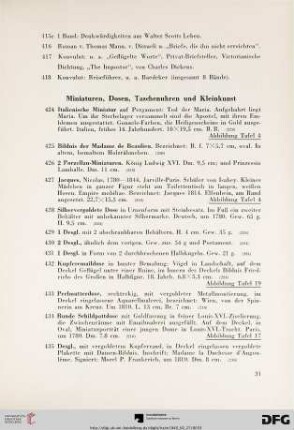Miniaturen, Dosen, Taschenuhren und Kleinkunst (Nr. 424-455)