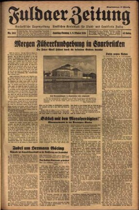 Ausgabe vom Samstag, den 08. Oktober 1938.