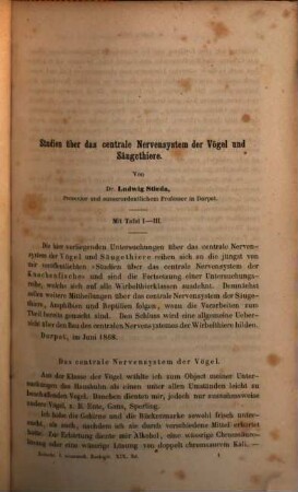 Zeitschrift für wissenschaftliche Zoologie. 19, 19. 1869