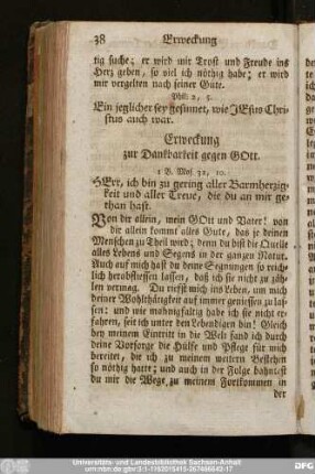 Erweckung zur Dankbarkeit gegen Gott.