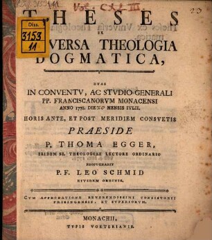 Theses ex universa theologia dogmatica