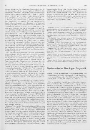 646-649 [Rezension] Ebeling, Gerhard, Evangelische Evangelienauslegung