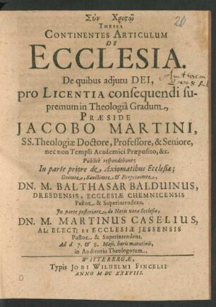 Theses Continentes Articulum De Ecclesia