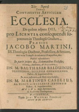 Theses Continentes Articulum De Ecclesia