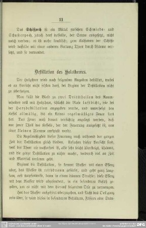 Destillation des Holztheeres