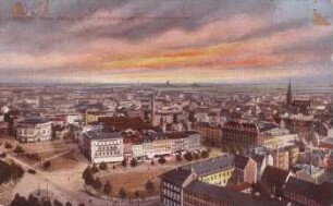 Leipzig: Blick vom Neuen Rathaus auf den Königsplatz und Völkerschlachtdenkmal