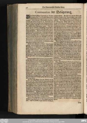 Continuatio der Belägerung.