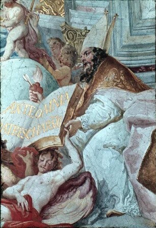 Der heilige Norbert empfängt das Skapulier von der Muttergottes und die Ordensregel vom heiligen Augustin