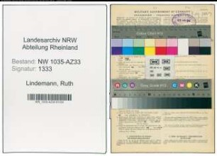 Entnazifizierung Ruth Lindemann , geb. 25.04.1921 (Stenotypistin)
