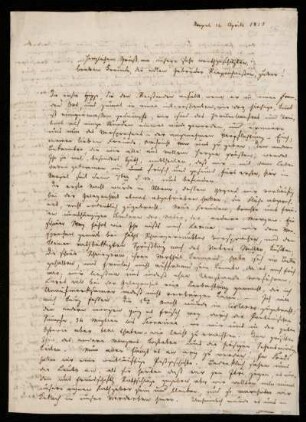 Brief von Unbekannt und Georg Ludwig Friedrich Laves an Franz und Johannes Riepenhausen, Neapel, 14.4.1815