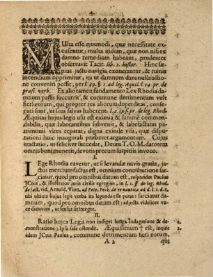 Disputatio Iuridica De Aequitate Et Extensione Legis Rhodiae