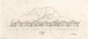 Gsaenger, Gustav; Mittenwald (Bayern); Untermarkt, Wiederaufbau - Nordwestseite (Ansicht)