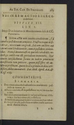 Titulus XIX. Ubi in rem actio exerceti debeat.