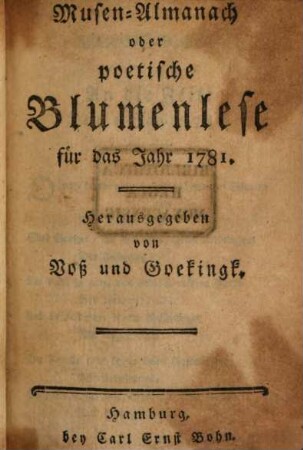 Musen-Almanach. 1781