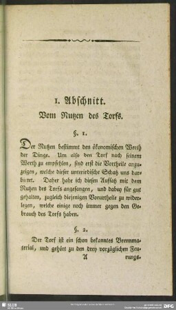 1. Abschnitt. Vom Nutzen des Torfs