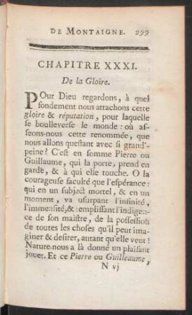 Chapitre XXXI. De la Gloire