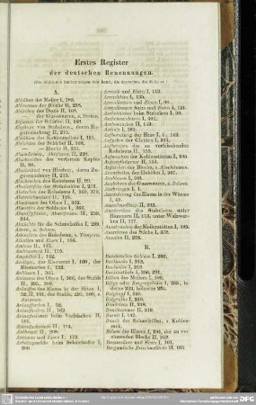 Erstes Register der deutschen Benennungen