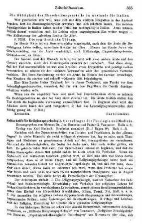 585-586, Zeitschrift für Religionspsychologie. Grenzfragen der Theologie und Medizin. Heft 1-3