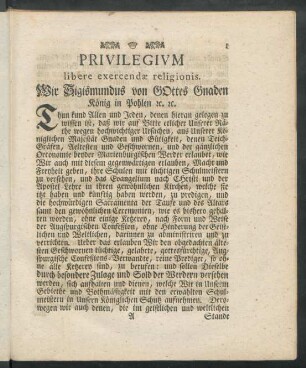 Privilegium libere exercendae religionis