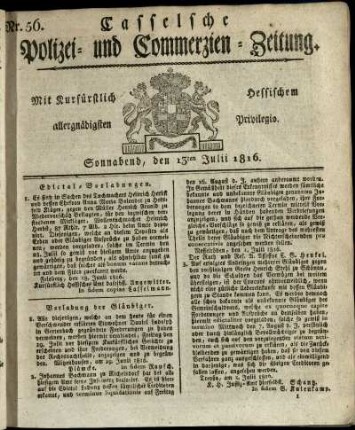 Nr. 56, Sonnabend, den 13ten Julii 1816