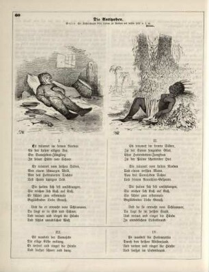 "Die Antipoden. Motto: Ein Fichtenbaum steht einsam im Norden auf kahler Höh' u. s. w. Heine"
