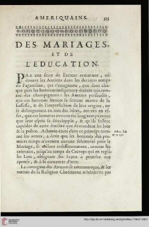 Des mariages et de l'education