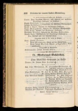 IX. Medicinal=Behörden.