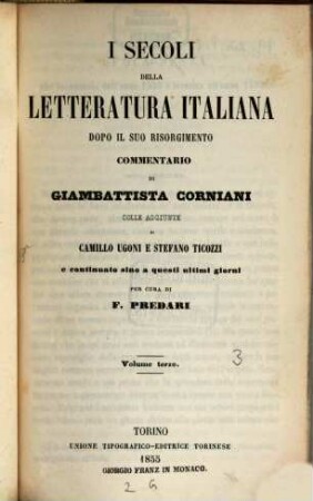 I secoli della letteratura italiana dopo il suo risorgimento. 3