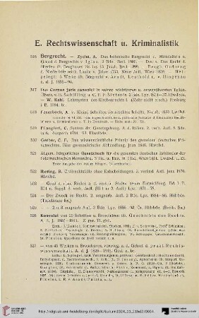 E. Rechtwissenschafte u. Kriminalistik (Nr. 516-534)