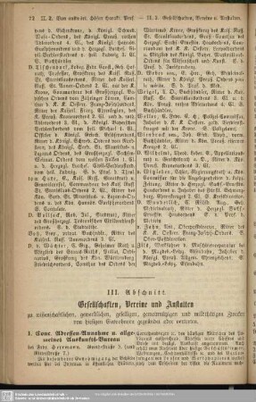 III. Abschnitt. Gesellschaften, Vereine und Anstalten : III. Abschnitt. Gesellschaften, Vereine und Anstalten