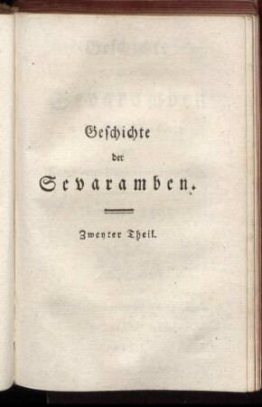 Zweyter Theil: Geschichte der Sevaramben . Zweyter Theil