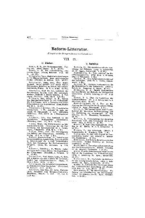 Reform-Litteratur : VIII. IX