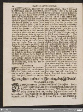 [Evangelium und Epistel am dritten Sonntage deß Advents]