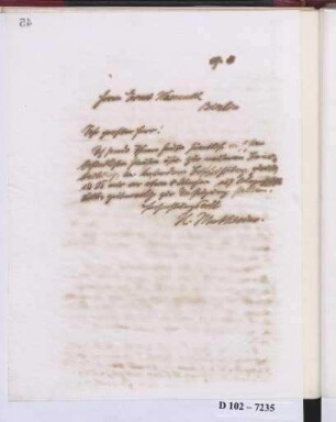 Schreiben an Ernst Wasmuth (Brief)