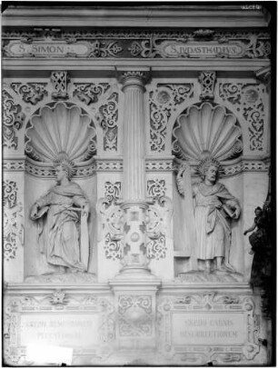 Hechingen Franziskanerkirche Sankt Luzen Langhaus Nordwand Apostel Simon und Judas Thaddäus (um 1586/1588)