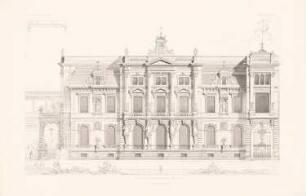 Palais Schmieder, Karlsruhe: Ansicht von Westen (aus: Atlas zur Zeitschrift für Bauwesen, hrsg. v. G. Erbkam, Jg. 38, 1888)