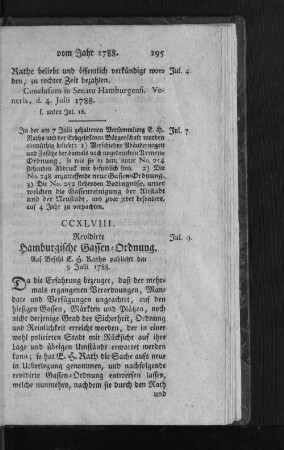 CCXLVIII. Revidirte Hamburgische Gassen-Ordnung.