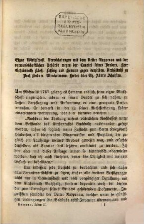 Johann Georg Hamann's, des Magus in Norden, Leben und Schriften, 2