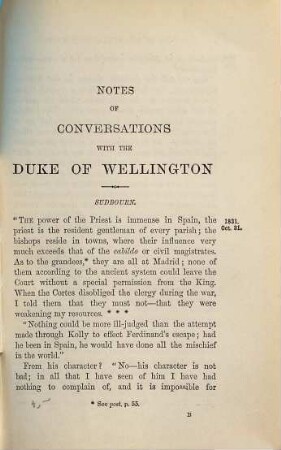 Notes of conversations with the Duke of Wellington : 1831 - 1851
