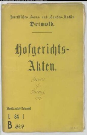 Bracht, Landvogt gegen Stölting zu Währentrup