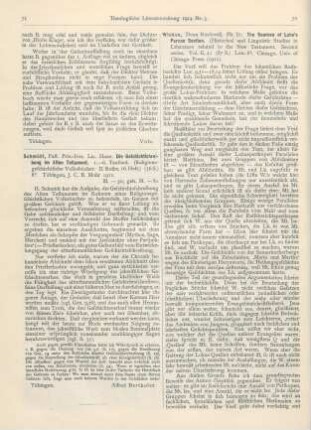 72-73 [Rezension] Wickes, Rockwell, The Sources of Luke‘s Perean Section