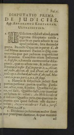 Disputatio prima. De Judiciis.