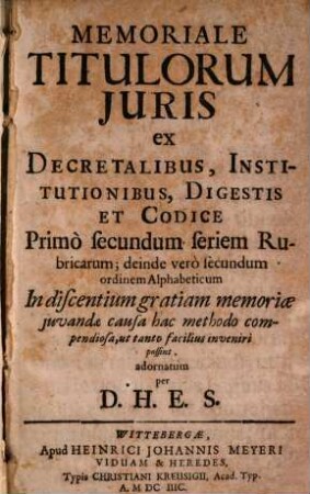 Memoriale Titulorum Iuris