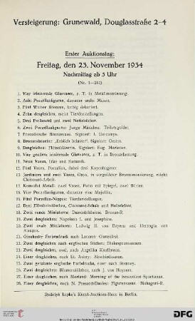 Freitag, den 23. November 1934, Nachmittag ab 3 Uhr (Nr. 1-214)