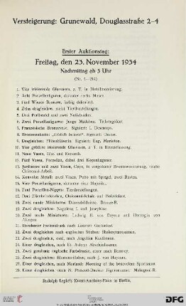 Freitag, den 23. November 1934, Nachmittag ab 3 Uhr (Nr. 1-214)