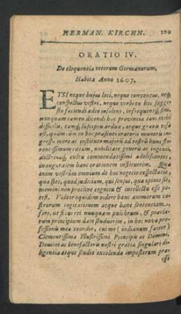 Oratio IV. De eloquentia veterum Germanorum.
