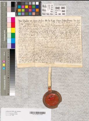 Theodor, Abt des Stifts Corvey, belehnt den Pater Ludovicus Wescher als Bevollmächtigten des Abts Hermanni zu Hardehausen.