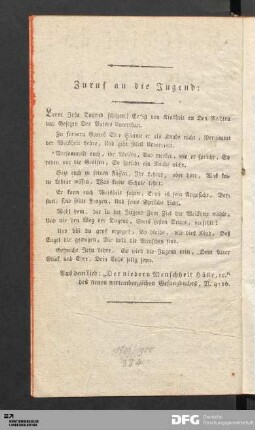 Zuruf an die Jugend: